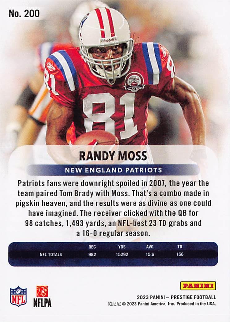 Amazon.com: 2023 Panini Prestige #200 Randy Moss : Collectibles